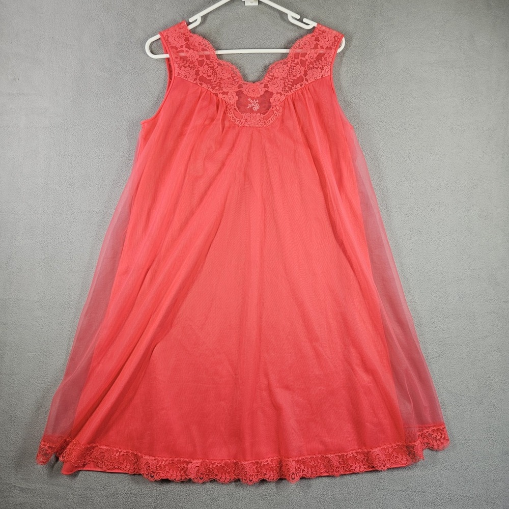 Vintage 1960's Baby Doll Lingerie Nightgown Small Pink Double Layer Nylon Lace